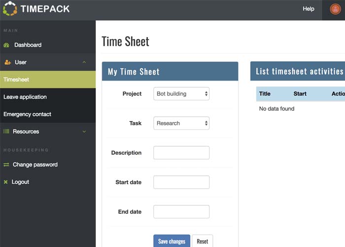 Timepack - Timesheet